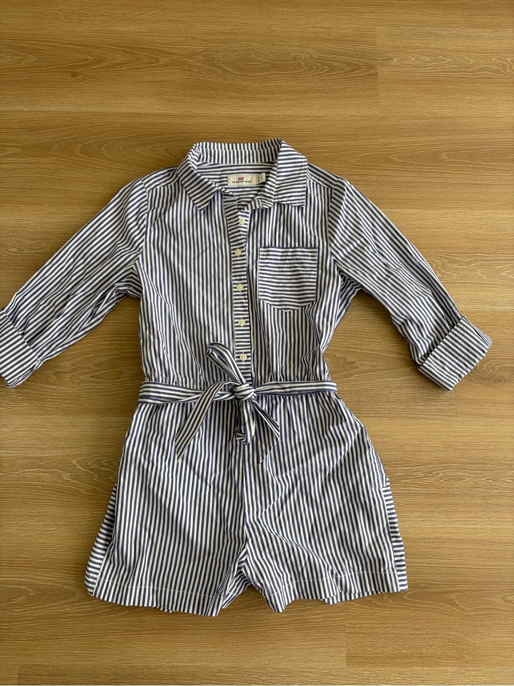 Vineyard Vines Blue and White Striped Button Romper